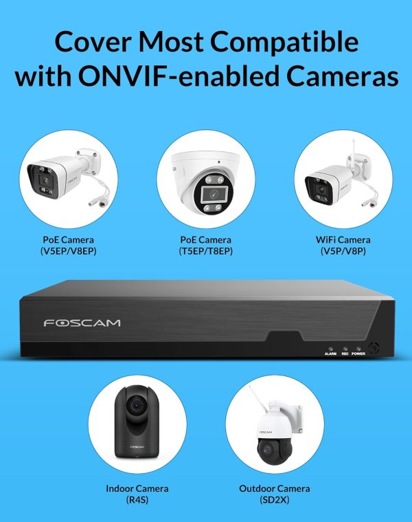 FOSCAM 3K 5MP 8CH PoE Network Video Recorder for Home Security Camera System,Work with 8MP(3CH)/5MP/4MP ONVIF IP Cameras with AI Human/Vehicle Detection,Remote Access 24/7 Recording,No Hard Disk Drive - Image 4