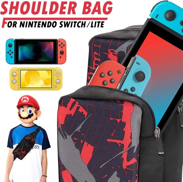 Switch Travel Bag, Portable Nylon Water Resistant Shoulder Bag Storage Backpack, for Nintendo Switch Console/Dock/Switch Accessories, Chest Bag compatible with Nintendo Switch - Image 2