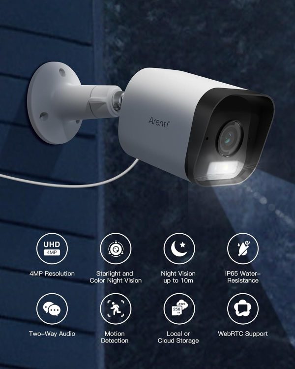 ARENTI 4MP Security Camera Outdoor Wired, Outside Cameras for Home Security with Spotlight/Siren Alarm, Color Night Vision, Motion/AI Human Detection, IP65, Compatible with Alexa, 2.4Ghz Only (O3 2PC) - Image 2