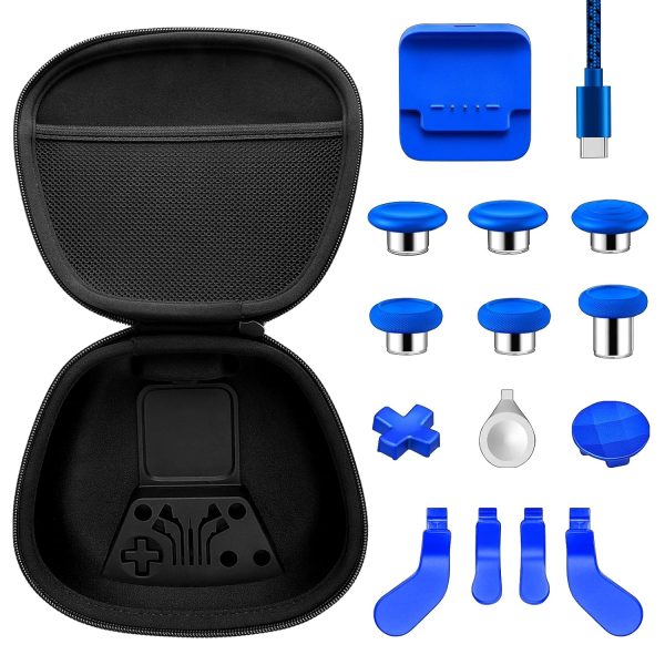 Vanpark Complete Component Pack for Xbox Elite Controller Series 2 Core，Accessories Include 1 Carrying Case, 1 Charging Dock&Cable, Metal 6 Joysticks, 4 Paddles, 2 D-Pads, 1 Adjustment Tool(Blue)