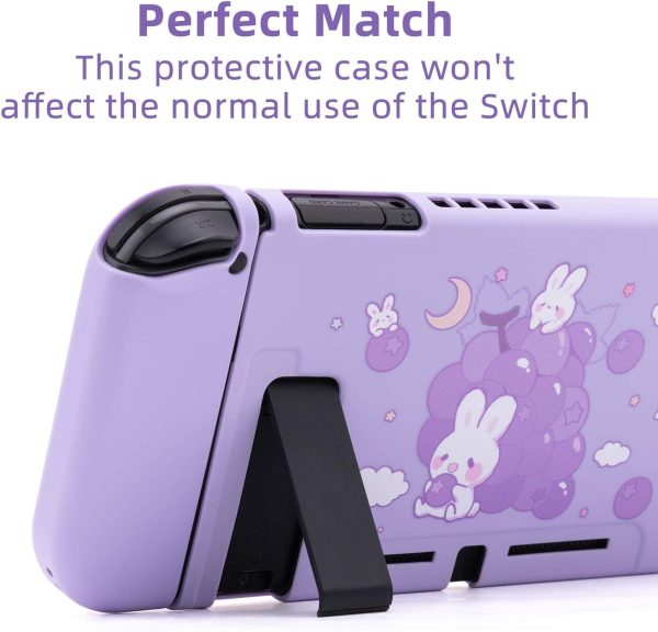 GeekShare Protective Case for Switch, Soft TPU Slim Case Cover Compatible with Nintendo Switch Console and Joy-Con (Grape Bunny) - Image 4