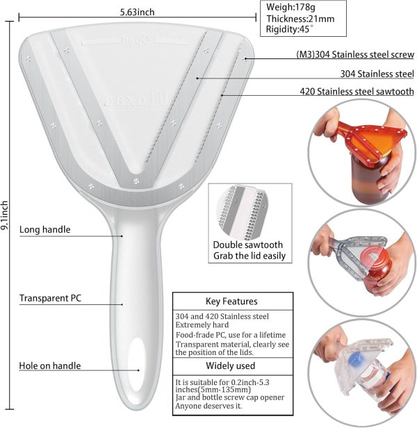 Jar Opener for Weak Hand & Seniors with Arthritis,Easy Twist Off Bottle Caps,Patent | Unique Kitchen Gadgets, Christmas Gifts for Elderly/Women/Men(Transparent) - Image 2