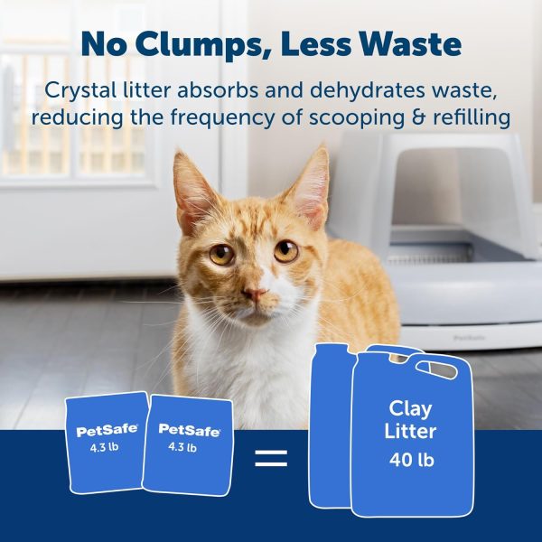 PetSafe ScoopFree Premium Crystal Cat Litter (Two 4.3 Lb Bags of Litter - 8.6 Lb Total) Kitten Litter Quickly Absorbs Urine, Dries Solid Waste, Eliminates Odors 5 Times Faster, Fresh Scent - Image 4