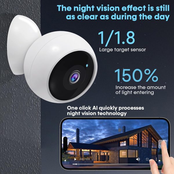 AMTIFO Security Cameras Wireless Outdoor: Magnetic 2-Pack Install-Free Indoor Smart 2K WiFi - Long Battery Life Powered Cameras for Home Security with AI Motion Detection - Image 4