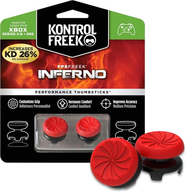 KontrolFreek FPS Freek Inferno for Xbox One and Xbox Series X Controller | Performance Thumbsticks | 2 High-Rise Concave | Red