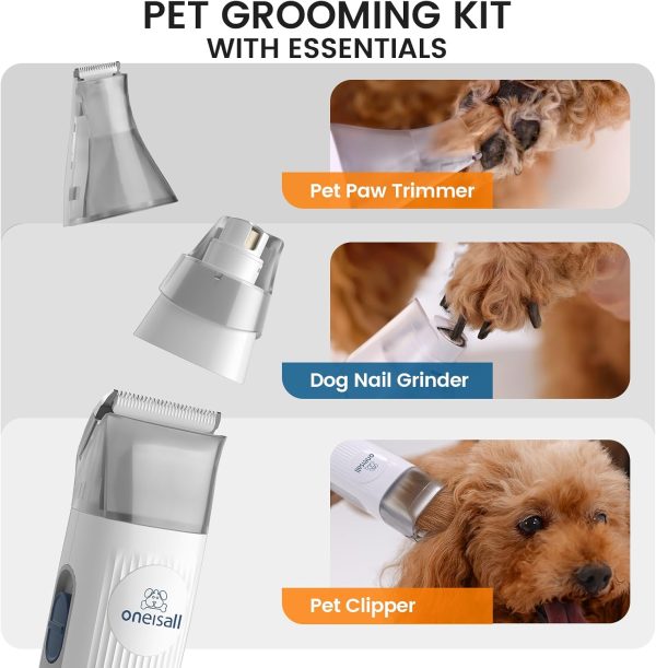 oneisall Dog Hair Vacuum & Dog Grooming Kit, Pet Grooming Vacuum with Pet Clipper Nail Grinder, 1.5L Dust Cup Dog Brush Vacuum with 7 Pet Grooming Tools for Shedding Pet Hair, Home Cleaning - Image 4