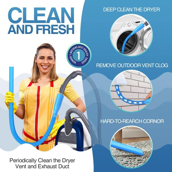 Dryer Vent Cleaner Kit Vacuum Attachment - Multiple Combinations V1 Lint Remover Power Washer and Vacuum Hose Quickly Removes Lint - Image 3