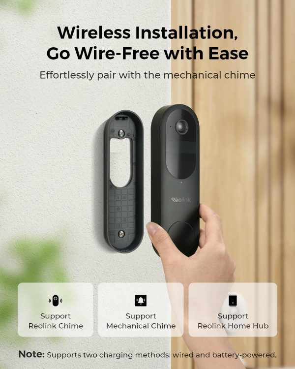 REOLINK Battery Doorbell Camera, 2K Security Video Doorbell Camera, 150°x150° View, 2.4/5 GHz WiFi, Battery or Wired Power, Two-Way Audio, Person/Vehicle/Package (Chime not Included) - Image 4