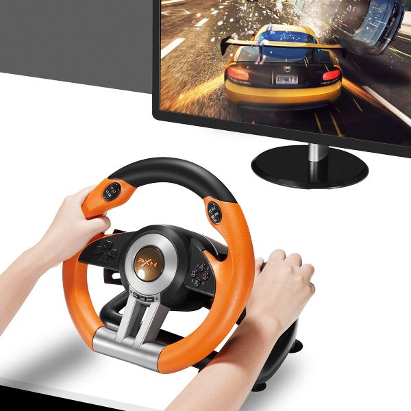 PXN Xbox Steering Wheel V3II 180° PC Gaming Racing Wheel Driving Wheel, with Linear Pedals and Racing Paddles for PC, PS4, Xbox One, Xbox Series X|S, Nintendo Switch - Orange - Image 4