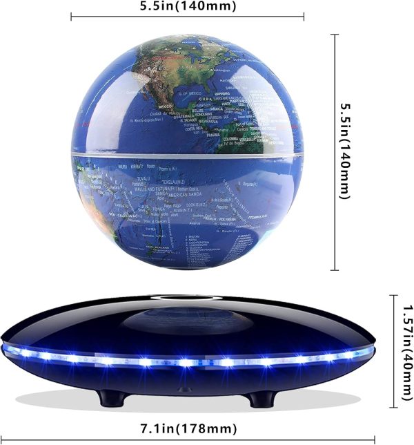 Levitating Globe,Cool Gadgets Magnetic Globes Floating Globe World Map Office Decor with LED Light Base,Cool Tech Gift for Men Father Boys Boss - Image 7