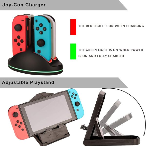 Accessories Kit for Nintendo Switch / Switch OLED Model Games Bundle Wheel Grip Caps Carrying Case Screen Protector Controller - Image 4