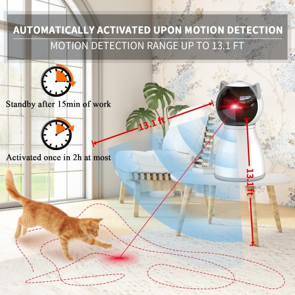 Laser Cat Toys for Indoor Cats,The 4th Generation Real Random Trajectory Motion Activated Rechargeable Automatic Cat Laser Toy,Interactive Cat Toys for Bored Indoor Adult Cats/Kittens/Dogs - Image 3