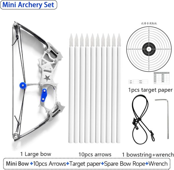 Mini Archery Bow Set Right Hand Mini Compound Bow Mini Hunting Bow Metal Material Catapult RH/LH for Hunting Shooting Practice Archery Entertainment Fun - Image 3