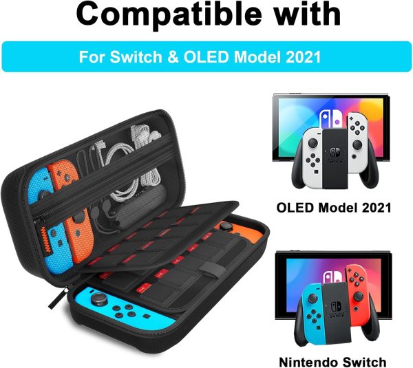 daydayup Switch Carrying Case Compatible with Nintendo Switch/Switch OLED, with 20 Games Cartridges Protective Hard Shell Travel Carrying Case Pouch for Console & Accessories - Image 6