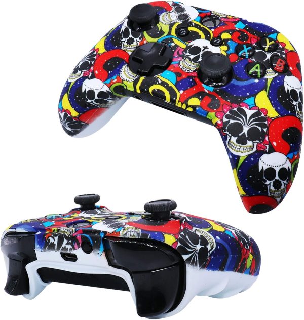 RALAN Print Controller Skin for Xbox One, Anti-Slip Silicone Cover Protector x 2 Compatible for Xbox 1 Wireless/Wired Gamepad Joystick with 4 Thumb Grips Caps and Black Pro Thumb Grip x 8. - Image 5