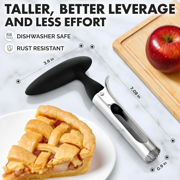 Zulay Kitchen Premium Apple Corer Tool - Ultra Sharp, Stainless Steel, Serrated Blades for Easy Coring - Easy to Use & Clean, Durable Apple Corer Remover for Baking Apples & More - Black - Image 3