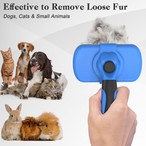 Swihauk Self Cleaning Slicker Brush - Skin Friendly Deshedding Grooming Tool for Dogs & Cats, Suitable for Shedding & Haired Pets, with Pet Supplies Accessories, Blue - Image 6