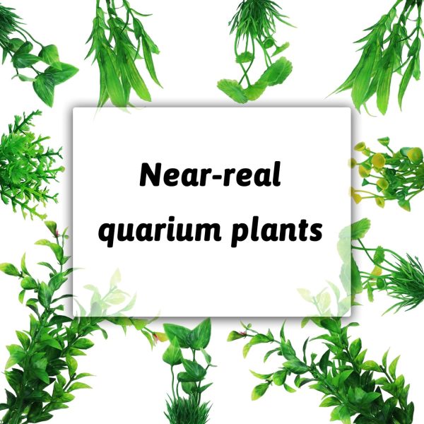 Fish Tank Accessories Green Plants, 10pcs Green Fish Tank Decorations, Aquarium Decor Plastic Plants - Image 8