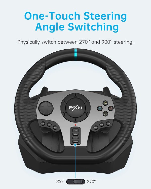 PXN V9 Gaming Racing Wheel with Pedals and Shifter, 270/900 Degree Steering Wheel for PC, Xbox One, Xbox Series X/S, PS4, PS3 and Switch - Image 4