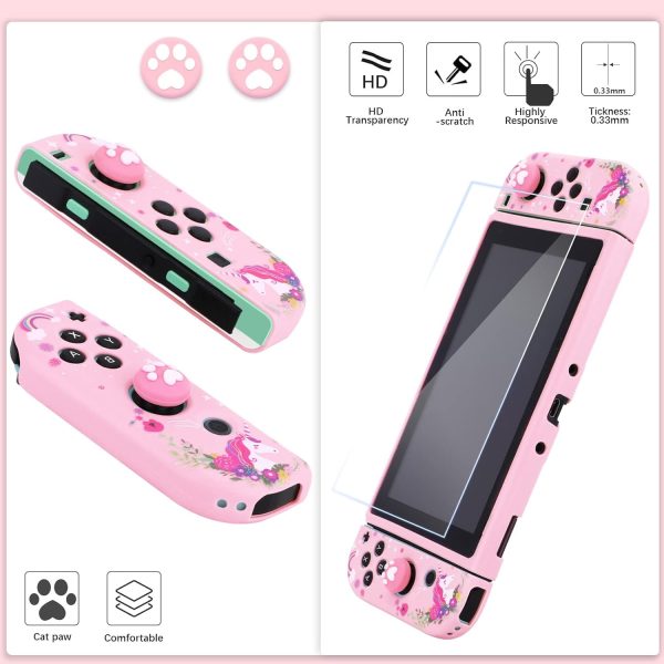 Unicorn Carrying Case for Nintendo Switch-Pink Portable Hard Shell Storage Case and Protective Case Cover,Screen Protectors Compatible with Nintendo Switch,Switch Protection Accessories for Girls - Image 4