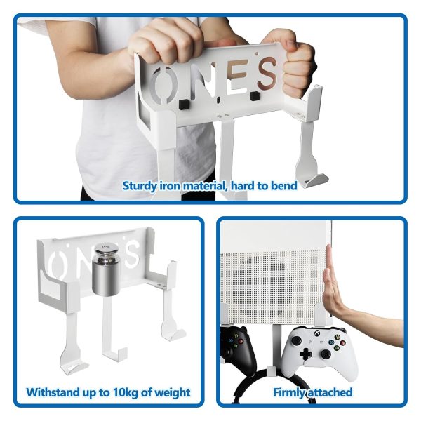 Nymus Wall Mount for Xbox One S, Metal Wall Mount Holder for Xbox One S with Detachable 2 Controller Holder & Headphone Hanger - Image 3