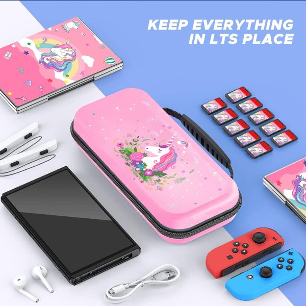 Unicorn Carrying Case for Nintendo Switch-Pink Portable Hard Shell Storage Case and Protective Case Cover,Screen Protectors Compatible with Nintendo Switch,Switch Protection Accessories for Girls - Image 7