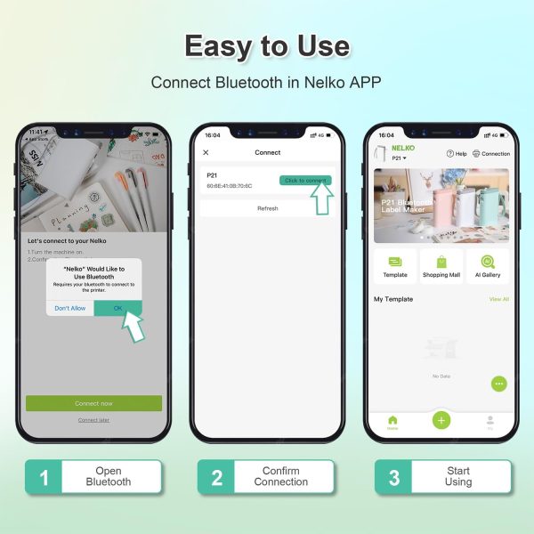 Nelko Label Maker Machine with Tape, P21 Bluetooth Label Printer, Wireless Mini Label Makers with Multiple Templates for Organizing Office Home, White - Image 6