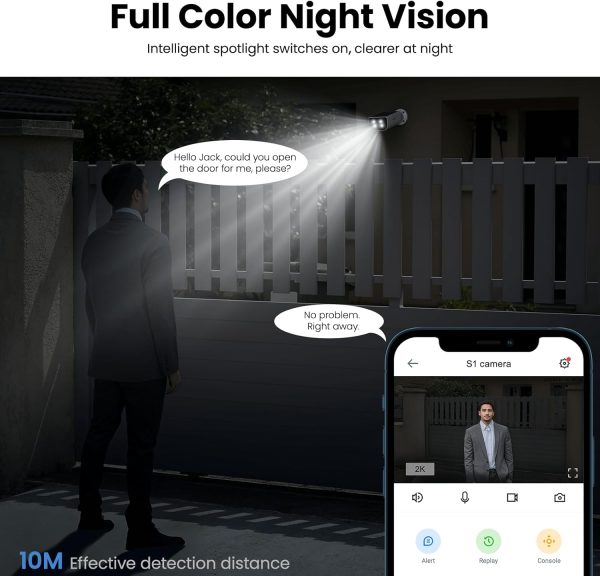 Cameras for Home Security-2K Wireless Security Camera Outdoor with AI Motion Detection & Siren, Non-Stop Solar Powered Charging, Color Night Vision, SD/Cloud Storage, Waterproof, S1 4P - Image 4