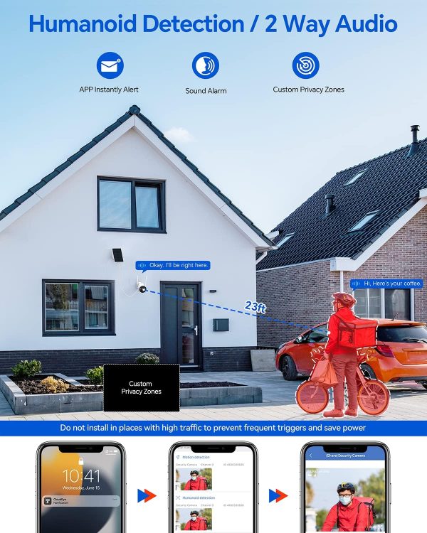 CAMCAMP Solar Security Camera System - 2.5K Wireless Outdoor Cameras with 10CH Surveillance NVR 500GB Hard Drive HDMI Color Night Vision AI Detection 2 Way Audio IP66 Waterproof for Home Garage - Image 5