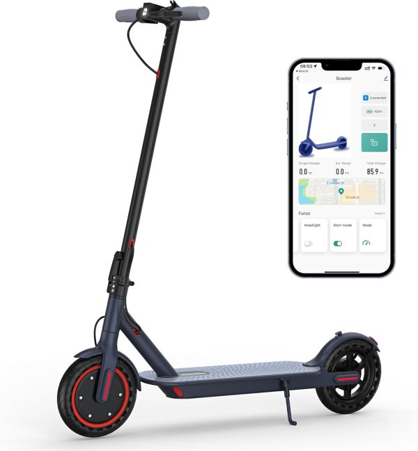 V1 Electric Scooter for Adults, 8.5" Tires, 19Mph, 350W Motor, Max 21 Miles Long Range, Folding E-Scooter with Dual Braking System and App Control