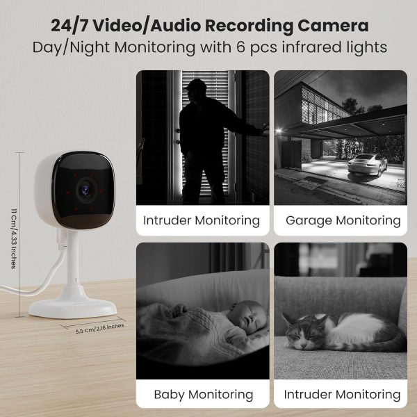 4 Pcs Indoor Pet Camera,WIFI Home Security Camera for Baby Monitor with Non-Stop Recording, Privacy Mode,2-Way Talk,Night Vision,AI Detection,Cloud& Micro SD Card Storage,Alexa&Google Home Support - Image 6