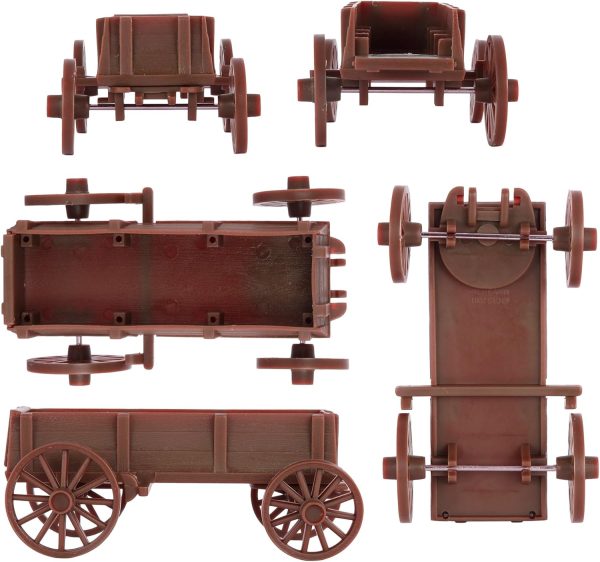 BMC CTS Western Covered Wagons - Brown Pioneer Horse Cart 24pc Playset - Image 3