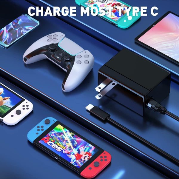 Charger for Nintendo Switch with 5FT Charging Cable, AC Power Supply Adapter for Nintendo Switch/LITE/OLED Work as Original Nintendo Charger, Support Switch TV Dock Mode Output 15V2.6A USB C Charger - Image 2