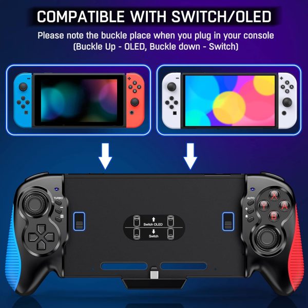 Gammeefy Switch Controller for Switch/OLED, Hall Effect One-Piece Joypad Controller Replacement for Switch Pro Controller, Switch Controllers Remote with Adjustable Turbo and Dual Motor Vibration - Image 4