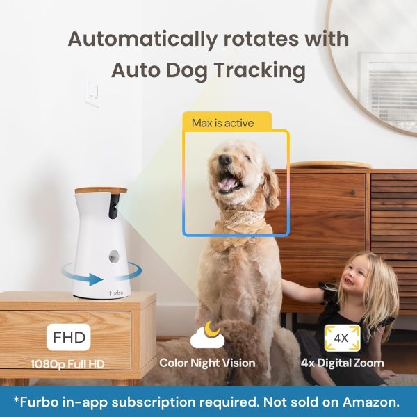 Furbo 360° Dog Camera + Nanny Bundle: Home Security & Dog Safety Alerts, Rotating Pet Treat Dispenser Camera with Speaker, Smart Home Indoor Cam w Phone App (Additional Subscription Required at Setup) - Image 4