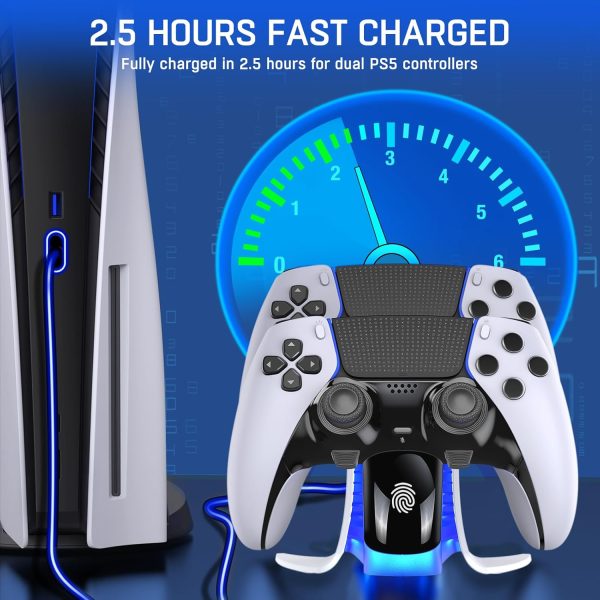 PS5-Controller-Charging-Station Compatible with PS5 Controller/Edge Controller,Fast PS5 Charger Station with Lights Touch Switch,Replacement for PlayStation 5 Dual Charging Station-Airplane Design - Image 4