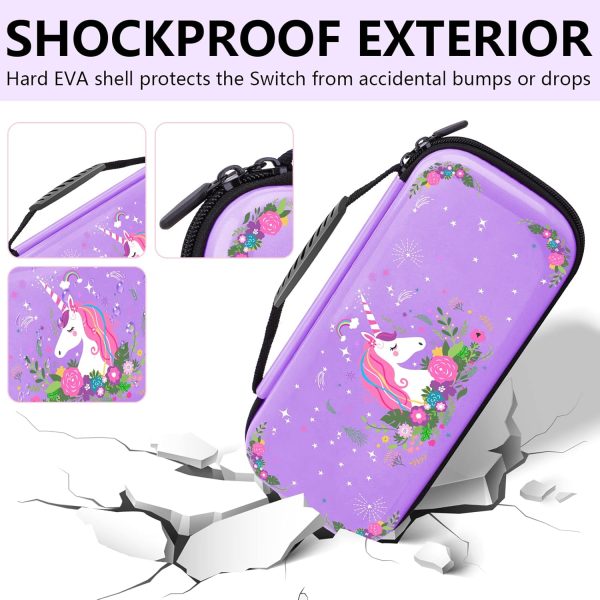 homicozy Cute Unicorn Protection Case for Nintendo Switch,Purple Hard Carrying Case with Soft TPU Protective Cover and Protection Acessories Compatible with Nintendo Switch for Girls - Image 3