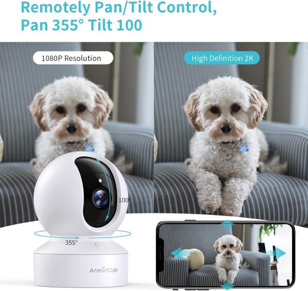 Pet Camera, 2K HD Dog Camera with Phone APP, 360° Pan/Tilt View Puppy Cam, One Click Call for Baby Monitor, MagivPix Night Vision,Motion Tracking Alarm with Cloud/Local SD,Home Indoor Security Cam - Image 4