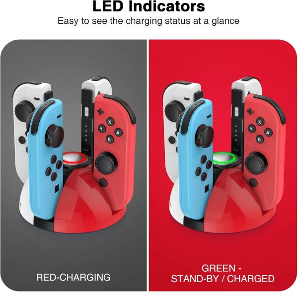 HEIYING Switch Controllers Charging Dock for Nintendo Switch/Switch OLED Joy-Con Controller, Switch Joy-Con Charging Dock with LED Indicator. - Image 4