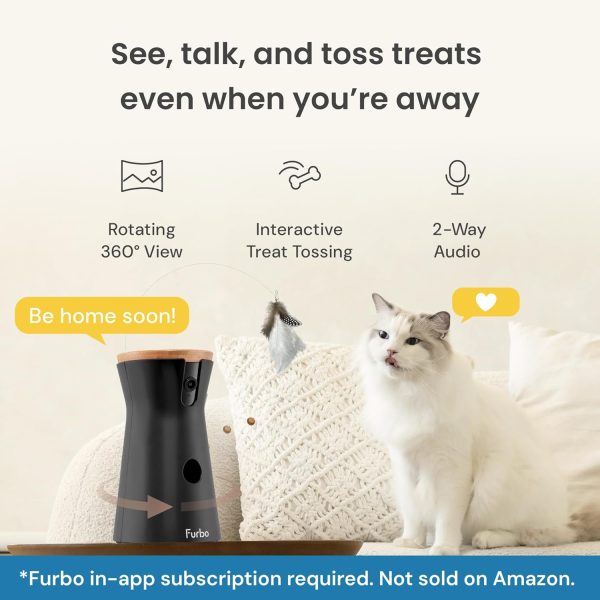 Furbo 360° Cat Camera + Nanny Bundle: Home Security & Cat Safety Alerts, Rotating Pet Treat Dispenser Camera with Speaker, Smart Home Indoor Cam w Phone App (Additional Subscription Required at Setup) - Image 2