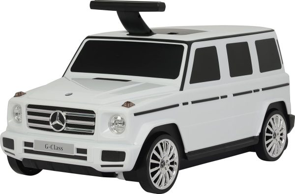 Best Ride On Cars Mercedes G-Class Suitcase Ride On Push Car, Carry-On Luggage for Travel, Realistic Car Look, Inbuilt Storage Space, Compact Size, For Kids Aged 2-6 Years, Large, White