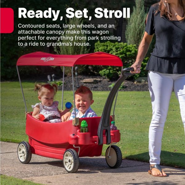 Step2 All Around Canopy Wagon, Kids Ride On Toy, Stroller Substitute, Includes Seat Belts, Made of Durable Plastic, Max Weight 75 lbs., For Toddlers 1.5-5 Years Old - Image 2