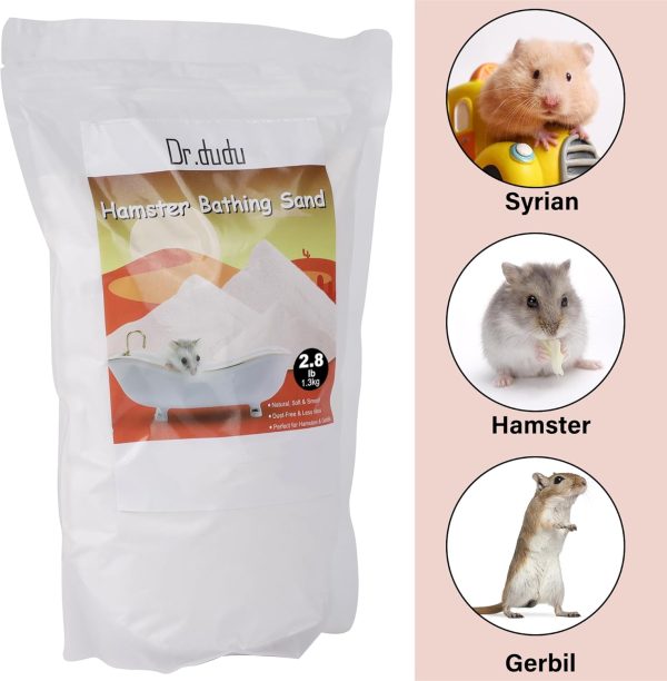 DR.DUDU Hamster Bath Sand, 2.8lb Dust Free Desert Sand or Potty Litter Sand for Hamster Chinchillas Gerbil Syrian Mice Small Animals (White) - Image 2