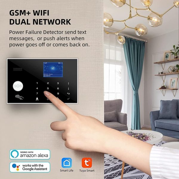 WiFi and GSM Home Security Alarm System, Door/Window Sensor (x10) Motion Detector (x1) with Smart Life and Tuya App Alert, Works with Google Assistant and Alexa - Image 2