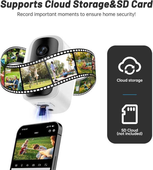 Security Cameras Wireless Outdoor, 2K HD Battery Powered Cameras for Home Security Outside EseeCloud, 2.4G WiFi Surveillance Indoor AI Motion Detection Spotlight Night Vision 2-Way Talk Waterproof - Image 9