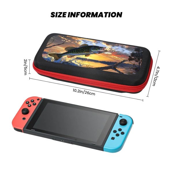 Bass Fish Carrying Case for Nintendo Switch NS Console and Accessories, Casual Portable Travel Carry Cover Pouch Bag with 20 Game Card Slots - Image 4