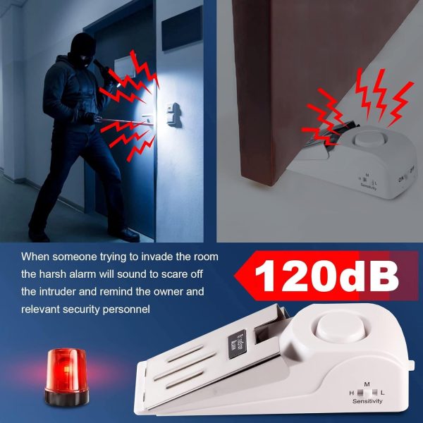 KERUI Upgraded Door Stop Alarm with Portable Door Lock 120 dB Travel Door Stopper Door Wedge Alarm with 3 Levels Sensitivity for Hotel, Home, Apartment - Image 2