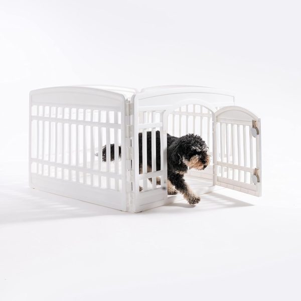 IRIS USA 24" Exercise 4-Panel Pet Playpen with Door, Dog Playpen, Puppy Playpen, for Puppies and Small Dogs, Keep Pets Secure, Easy Assemble, Fold It Down, Easy Storing, Customizable, White - Image 11