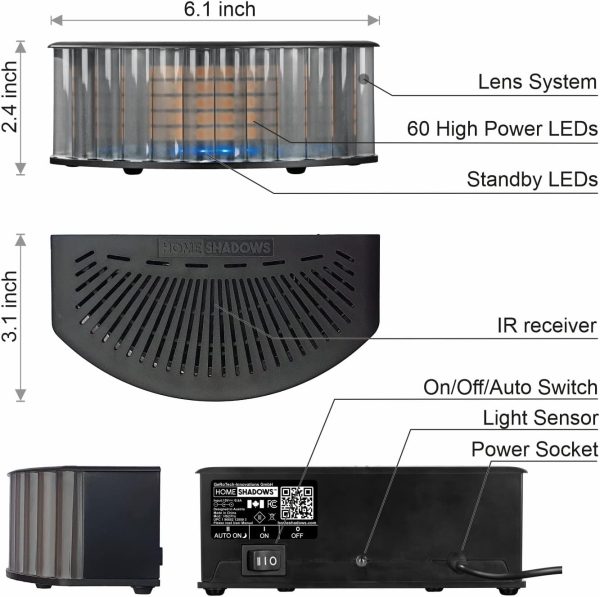 Attendance Simulator - DIY Home Security System That Casts Shadows on Curtains or Walls to Deter burglars Before They Try to Break in - Security Light for Home Safety - Apartment Security - Image 6