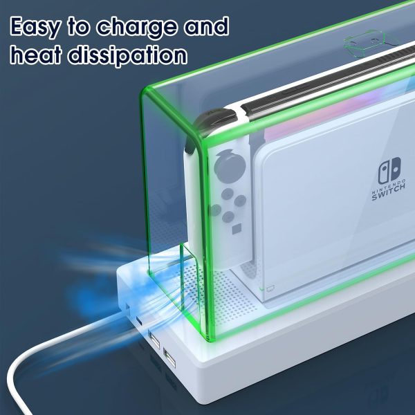 Mooroer Dust Cover with 16 LED Colors Light Base for Nintendo Switch/OLED, Acrylic Clear Display Box Anti-Scratch Waterproof Slim Dock Case, Cool Switch Accessories - Image 7